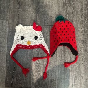 Hello Kitty and Strawberry Girl Beanies